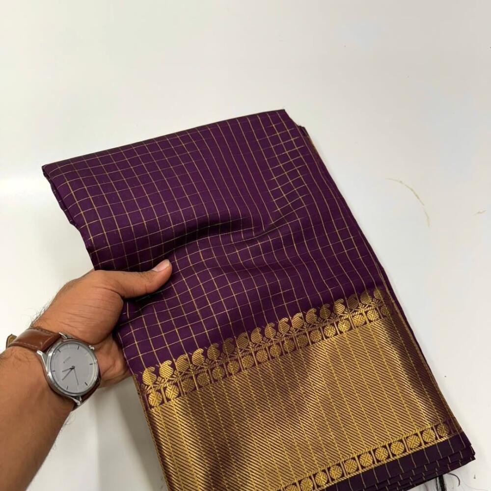 Banarasi Semi Katan Soft Zari Check Buti Silk Saree