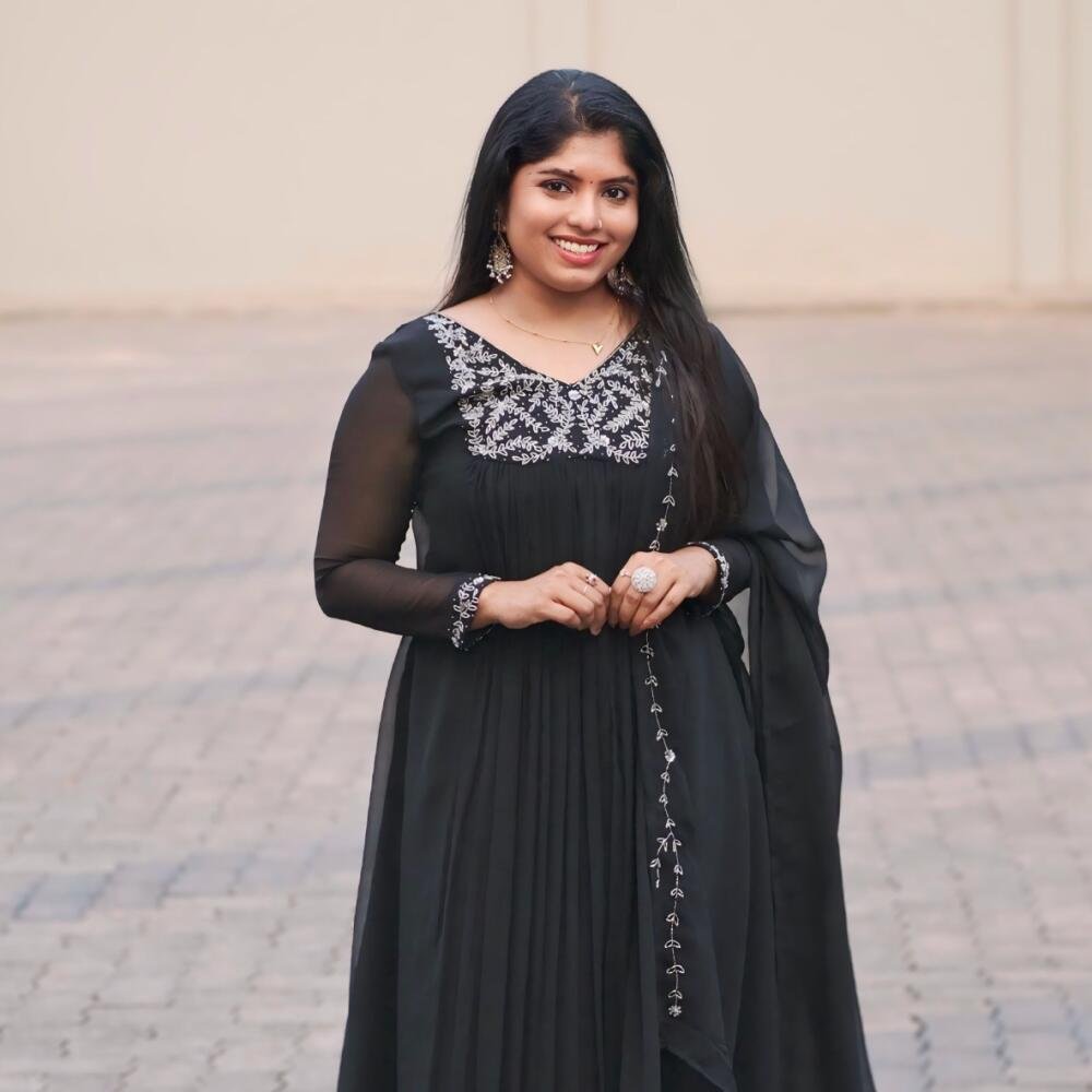 Handworked black top with dupatta