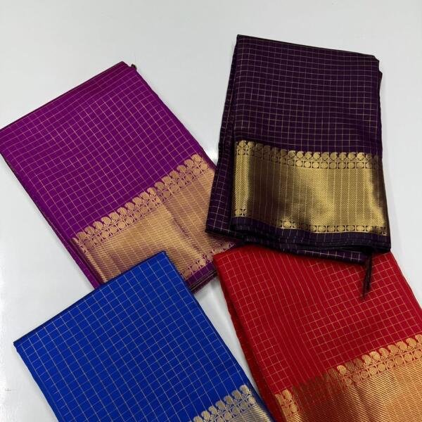 Banarasi Semi Katan Soft Zari Check Buti Silk Saree