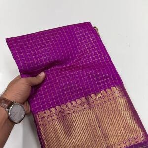 Banarasi Semi Katan Soft Zari Check Buti Silk Saree