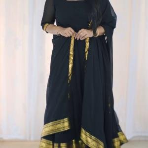 Georgette kurti with pattu border