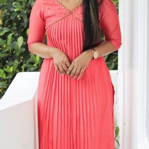 Handworked pleated slit kurti