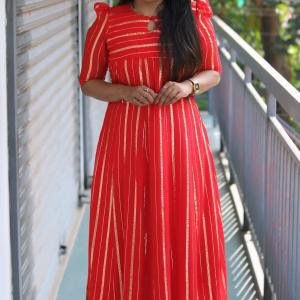 Viscose georgette kurthi with lurex lines